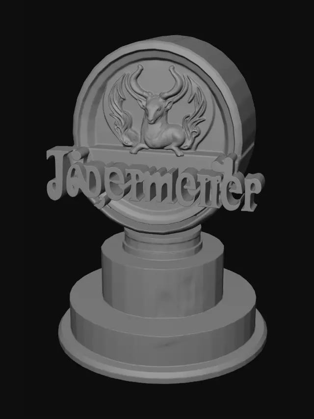 3D model for fait moi le logo du jagermeister sur un pied comme une figurine en 3D qui peux être imprimer