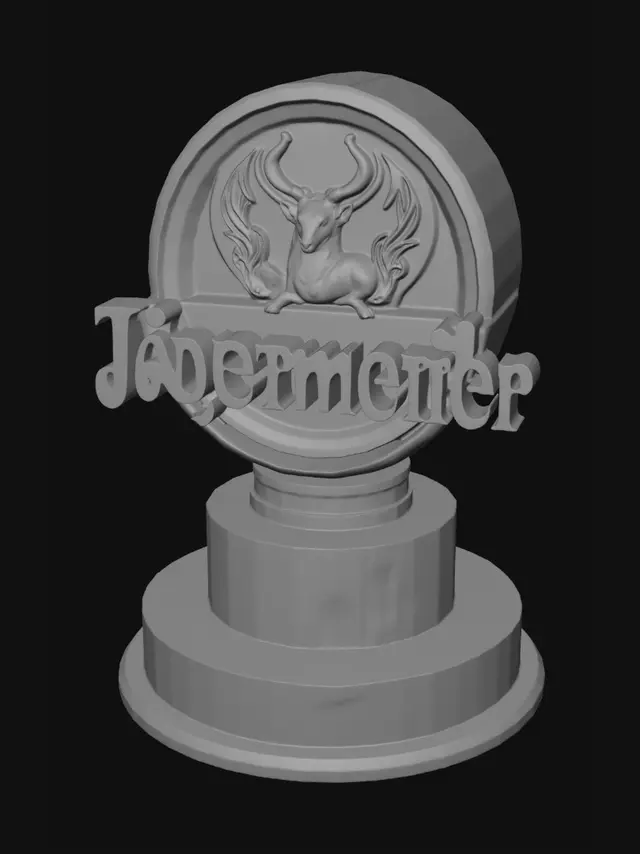3D model for fait moi le logo du jagermeister sur un pied comme une figurine en 3D qui peux être imprimer