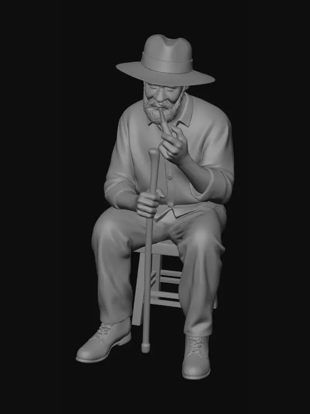3D model for Pipe-Smoking Elder Portrait