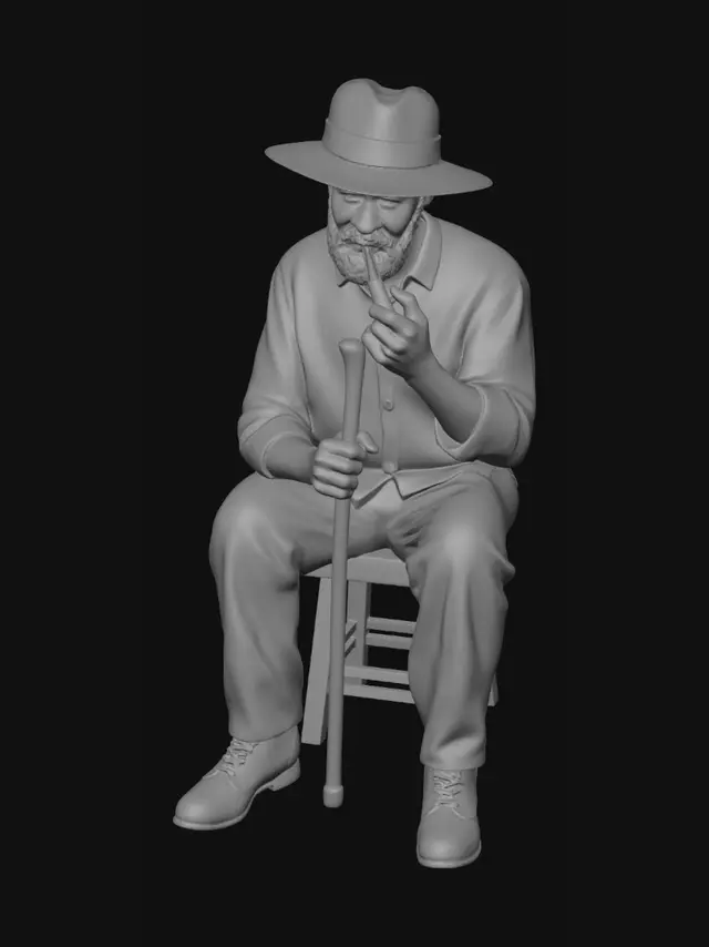 3D model for Pipe-Smoking Elder Portrait