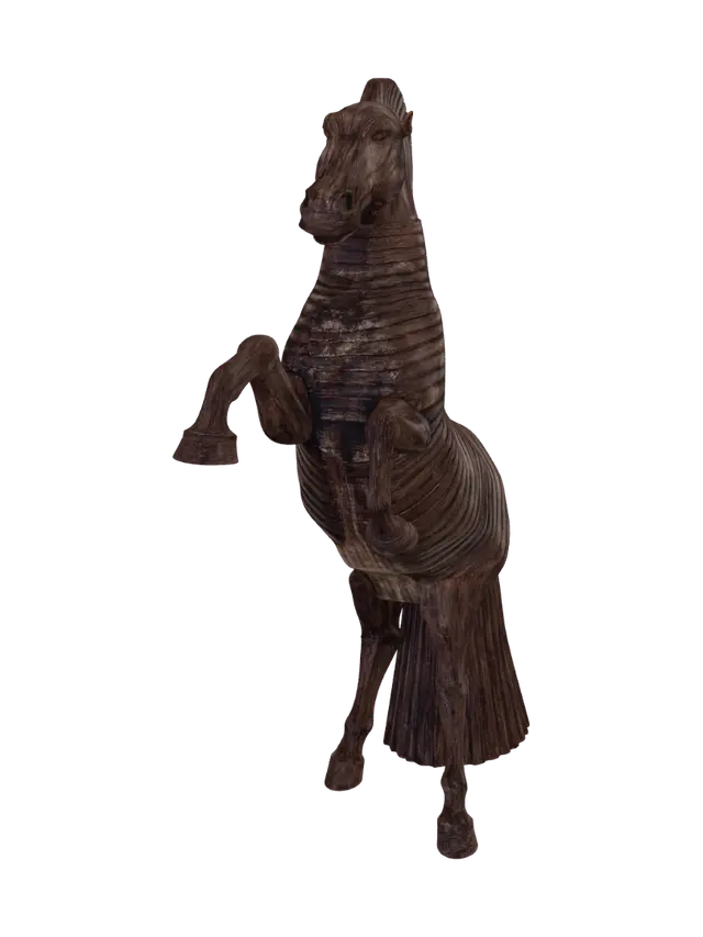 Rearing Wooden Stallion - Odyssey 3D model, vytvořený pomocí AI