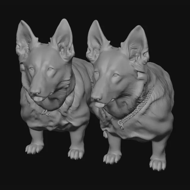 3D model for Two German Shepherds