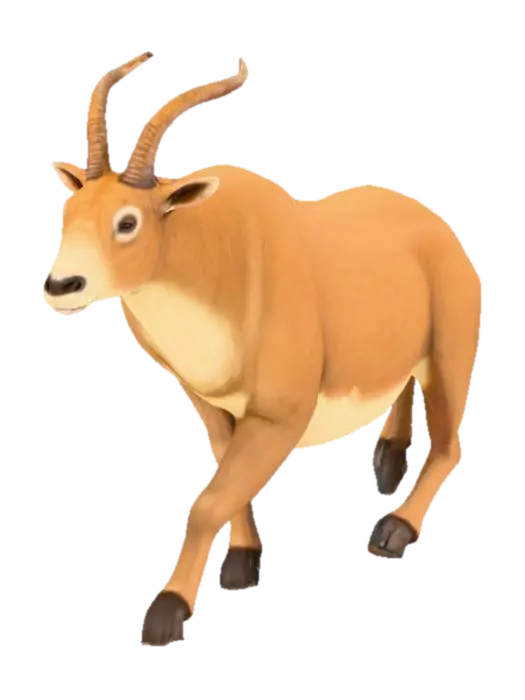 A 4-Legged Maned Mammal, Herbivore, Has Horns, Ungulate, Beige Fur and brown back - Fourlegged 3D model, vytvořený pomocí AI