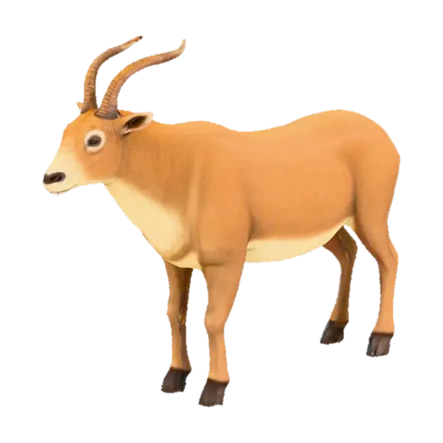 A 4-Legged Maned Mammal, Herbivore, Has Horns, Ungulate, Beige Fur and brown back - Fourlegged 3D model, vytvořený pomocí AI