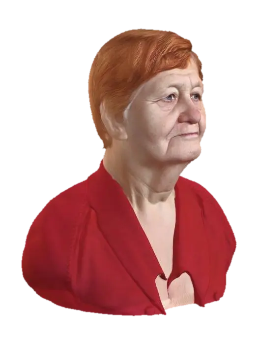 Red-Headed Elderly Woman Portrait - Aging 3D model, vytvořený pomocí AI