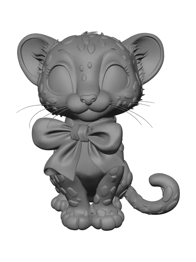 3D model for Leopard Cub with Pink Bow