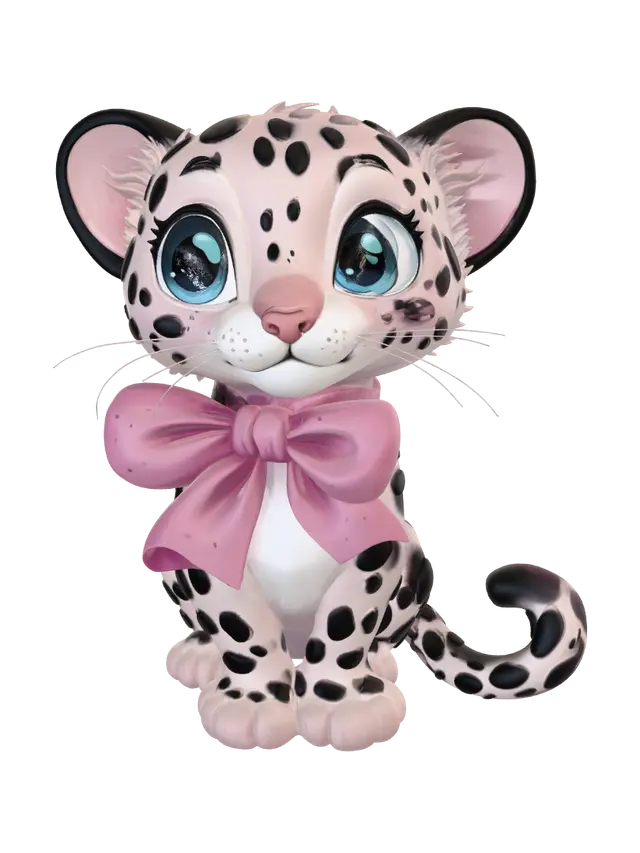3D model for Leopard Cub with Pink Bow