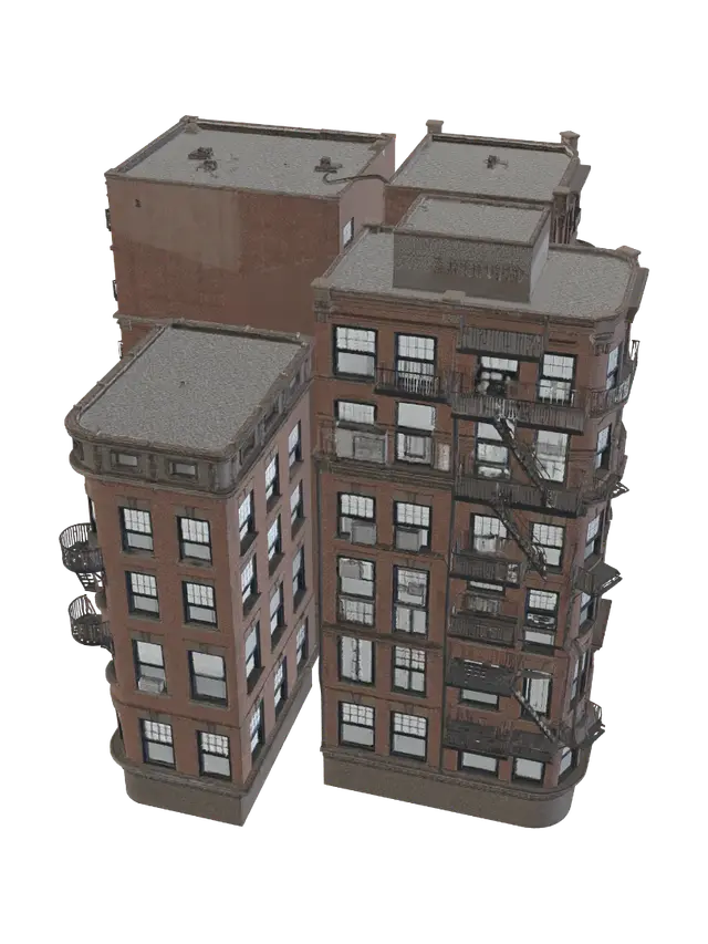3D model for New york city medium density residential building circa 1980