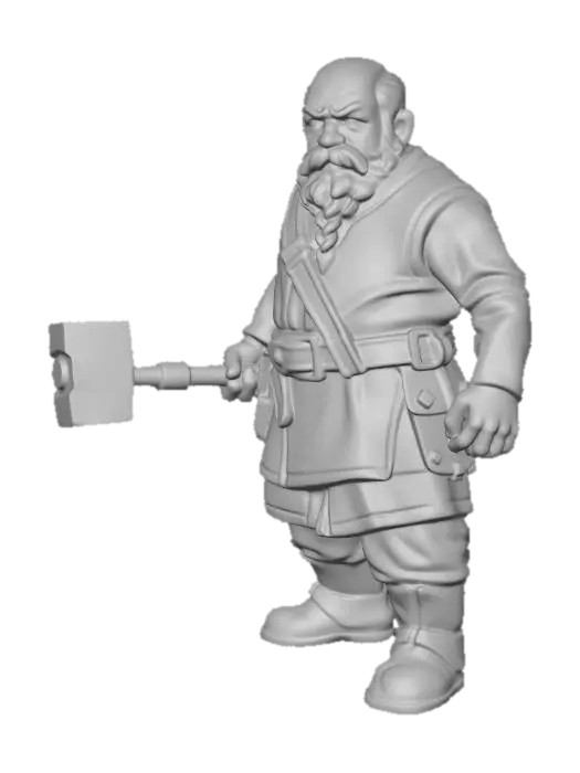 3D model for Verdant Dwarf with War Hammer