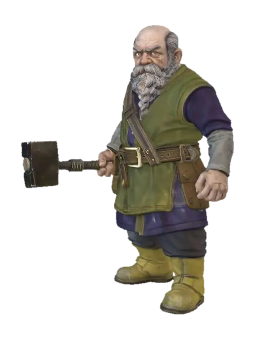 3D model for Verdant Dwarf with War Hammer