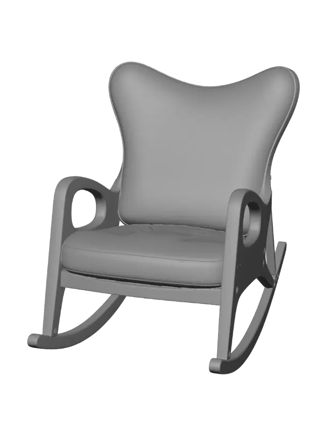3D model for Beige Cushioned Wooden Rocking Chair