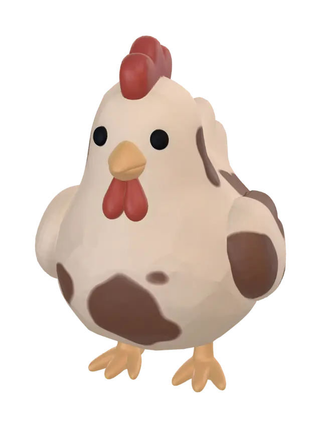 Patchwork Hen - Folkart 3D model, vytvořený pomocí AI
