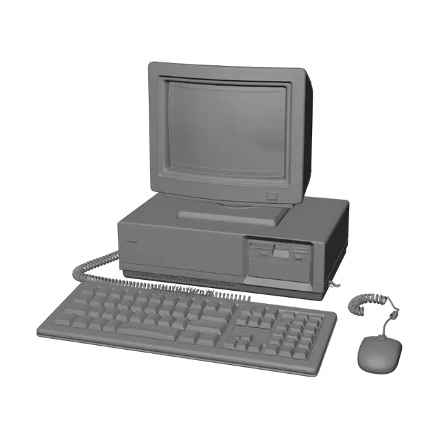 3D model for Retro Beige Computer Setup