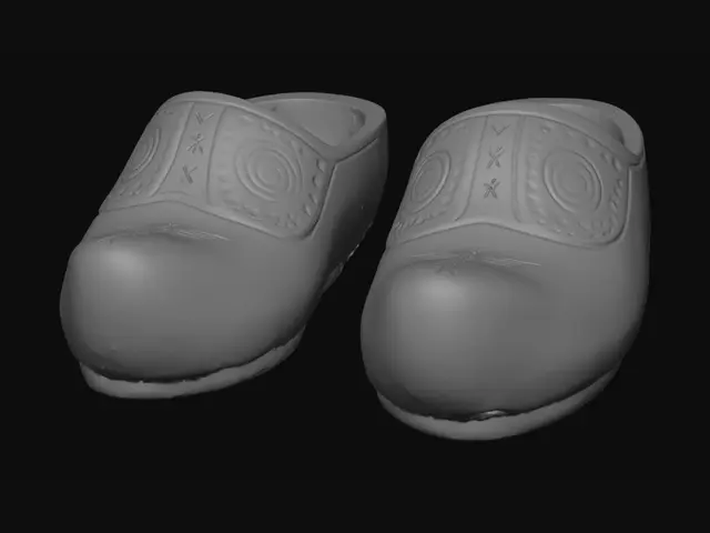 3D model for Two Yellow Wooden Clogs