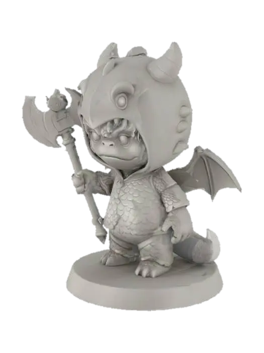 Dragon Kid Warrior - Devils 3D model, vytvořený pomocí AI