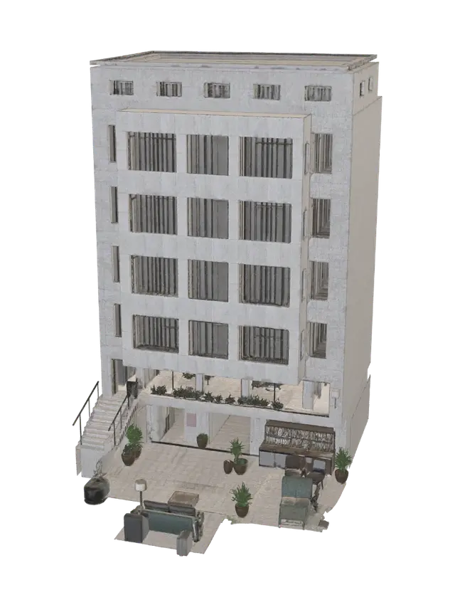 Horror Game Hotel 3D model, vytvořený pomocí AI