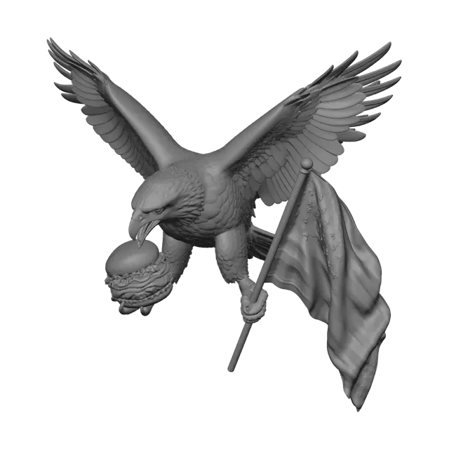 3D model for Patriotic Eagle with Hamburger and Flag