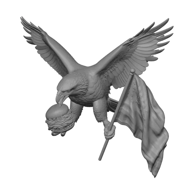 3D model for Patriotic Eagle with Hamburger and Flag