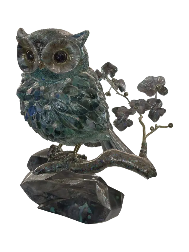 Guess how many little gems are on this owl 🦉✨ - Tag 3D-model, gegenereerd door AI