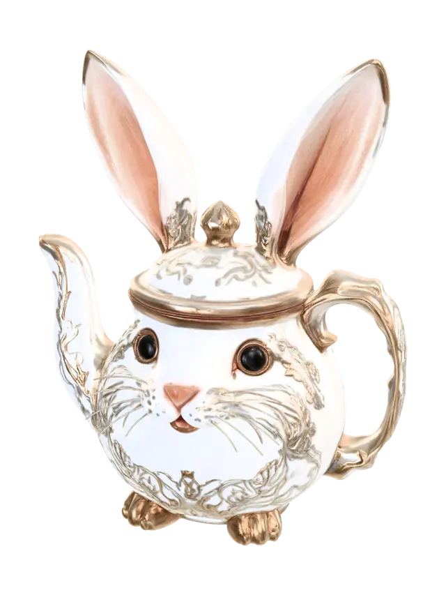 my grandma's teapot, if it grew ears and opinions 🐰🫖 3D model, vytvořený pomocí AI