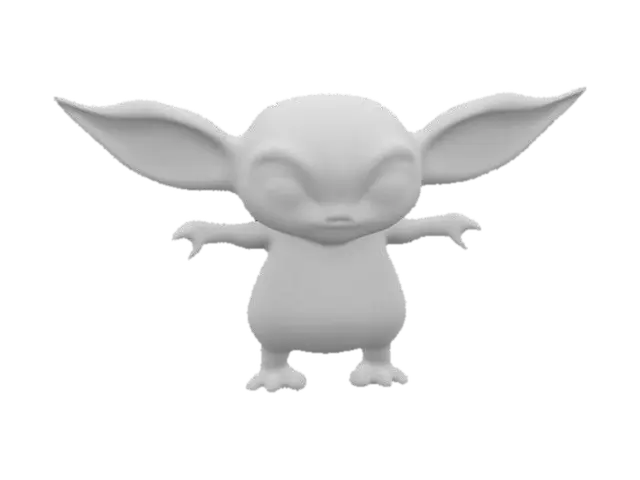 3D model for cute dark gremlin simple no shadows in a T-pose with arms outstretched, Highly Detailed, Ultra Realistic, Full Body, 4K texture, kawaii, #game#