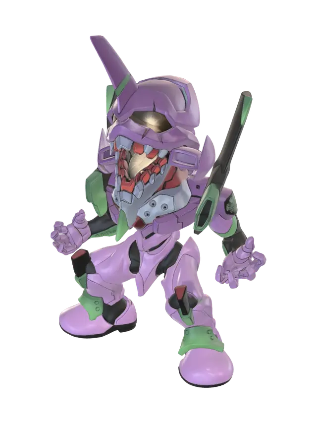 Eva Kaiju Rising 3D model, vytvořený pomocí AI