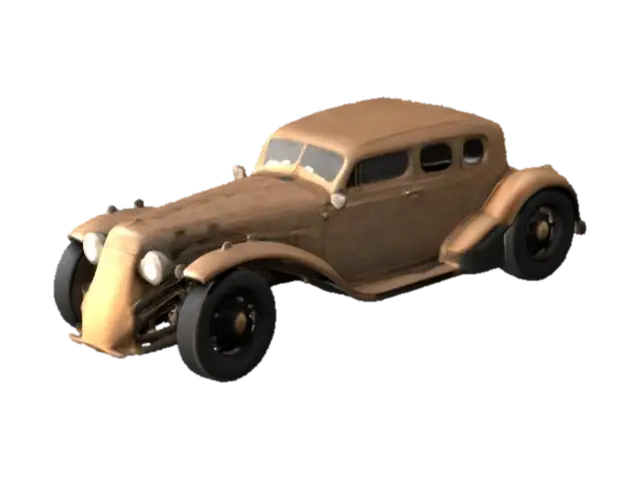 Golden Vintage Car - Automobiles 3D model, vytvořený pomocí AI