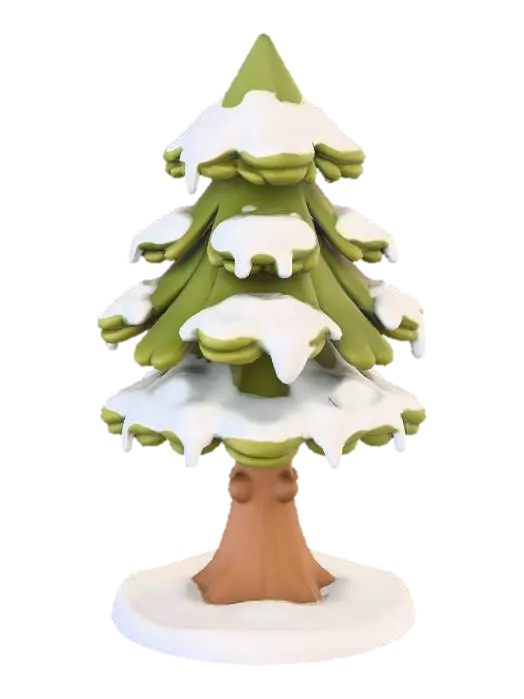 Snow-Capped Evergreen - Chrismas 3D model, vytvořený pomocí AI