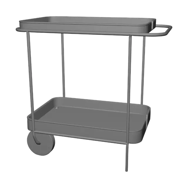 3D model for Two-Tier Walnut Serving Cart