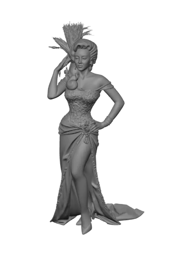 3D model for Glamour Showgirl in Sequin Corset and Feather Headdress