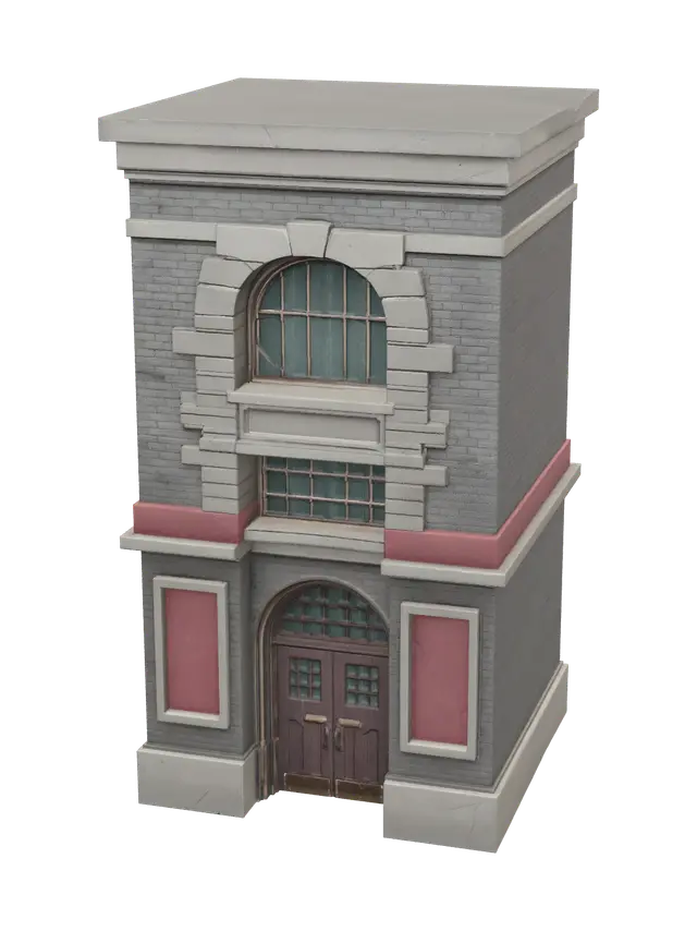 Stylized Ghostbusters Firehouse 3D model, vytvořený pomocí AI