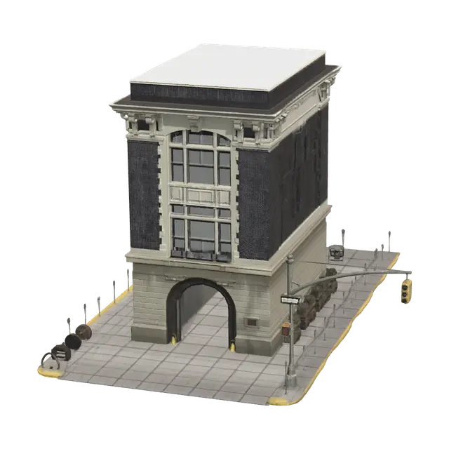 Fantasy Ghostbusters Firehouse - Paranormal 3D model, vytvořený pomocí AI