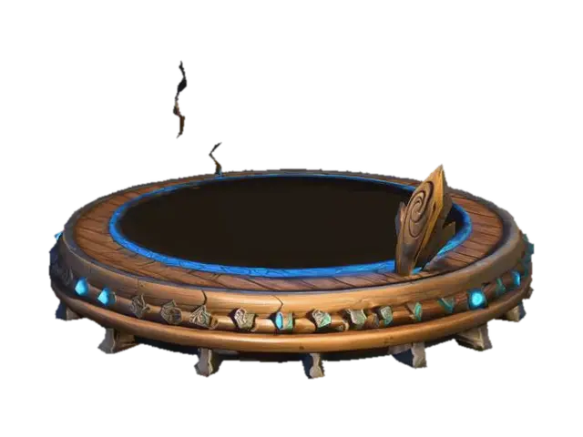 A stylized, circular jump pad or trampoline designed as a static 3D prop. The… 3D model, vytvořený pomocí AI