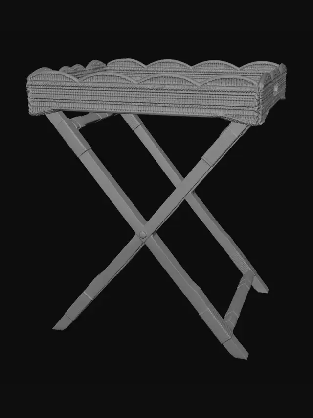 3D model for Wicker Serving Tray on Folding Stand