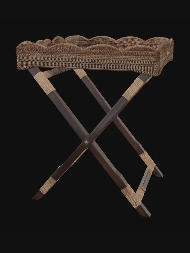 3D model for Wicker Serving Tray on Folding Stand