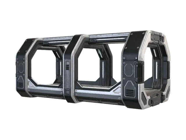 Tri-Module Space Transport Pod 3D model, vytvořený pomocí AI