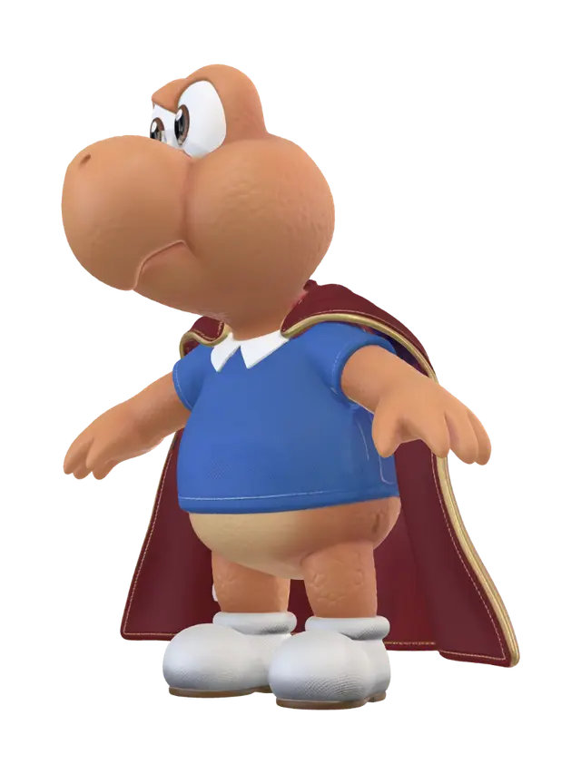 Caped Yoshi 3D model, vytvořený pomocí AI