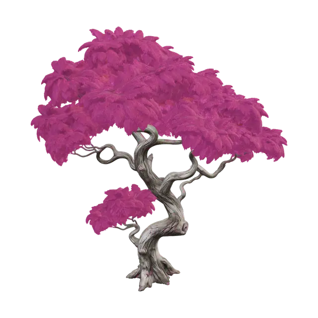 Magenta Bonsai Tree - Folkart 3D model, vytvořený pomocí AI