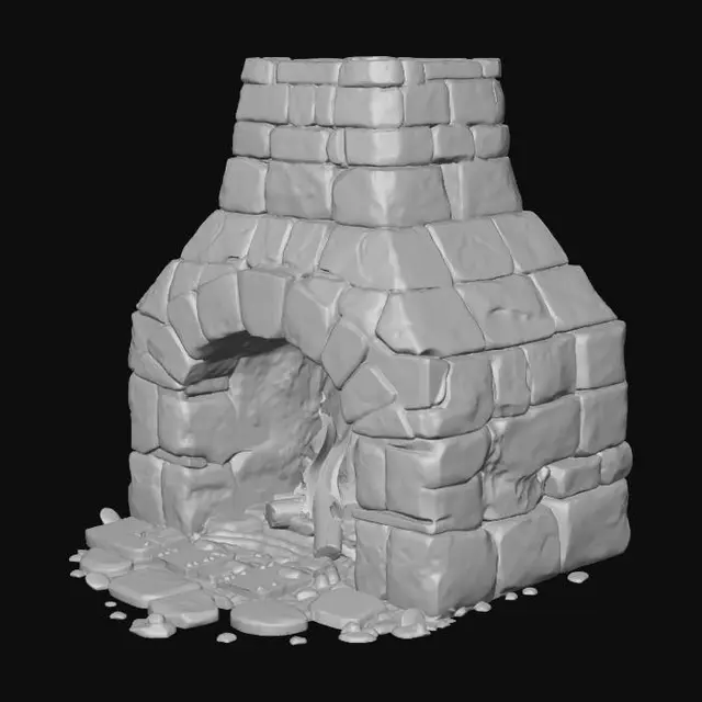 3D model for Stone Arch Fireplace