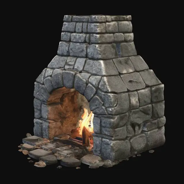 3D model for Stone Arch Fireplace