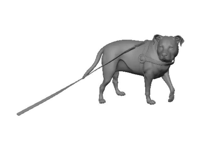 3D model for Forest Walk with a Gray Dog in a Pink Harness