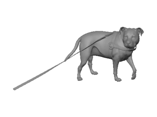 3D model for Forest Walk with a Gray Dog in a Pink Harness