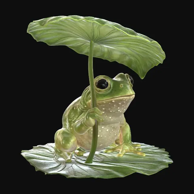 3D model for Umbrella Frog in the Rain
