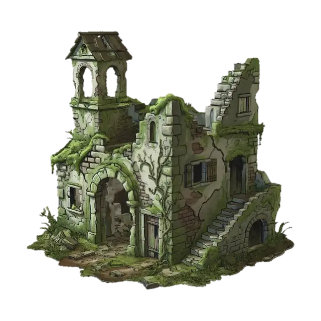 Moss-Covered Ruins - Old 3D model, vytvořený pomocí AI