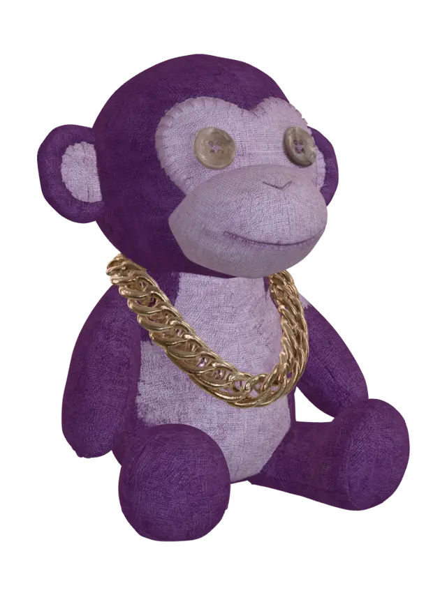 3D model for Purple Monkey with Gold Chain