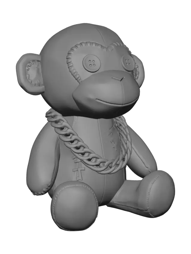 3D model for Purple Monkey with Gold Chain