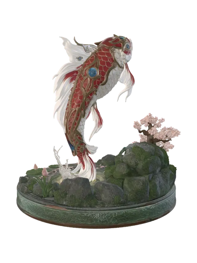 3D model for Jeweled Koi Rising from the Lotus Pond