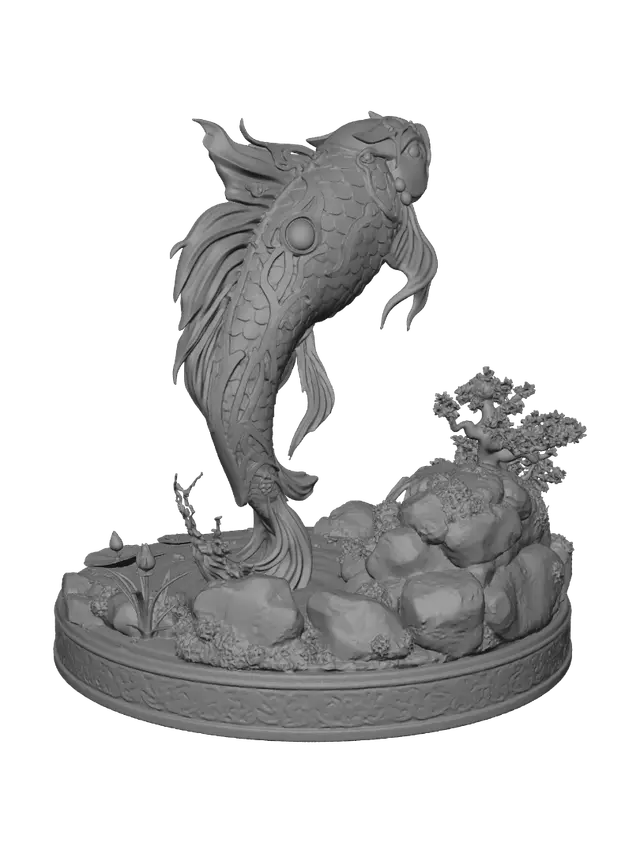3D model for Jeweled Koi Rising from the Lotus Pond