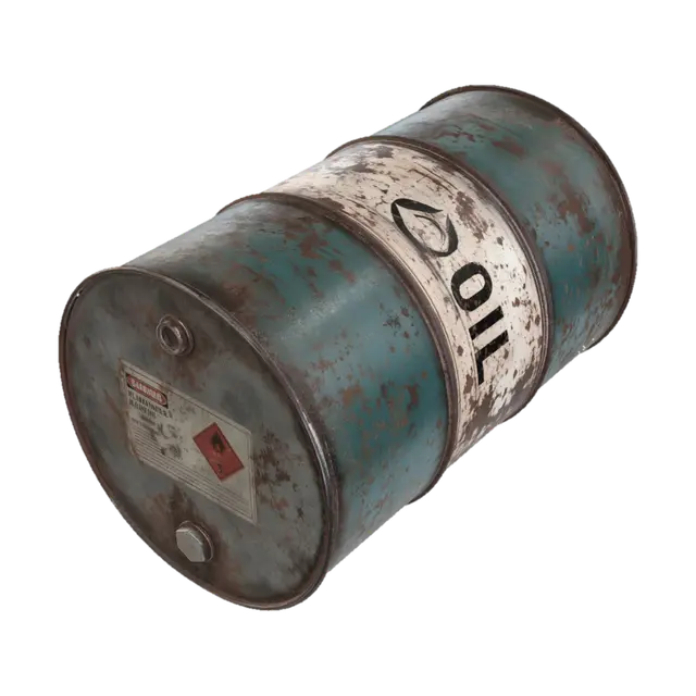 A detailed industrial oil barrel drum scene prop, studio render, PBR materials, dense… - Seams 3D model, vytvořený pomocí AI