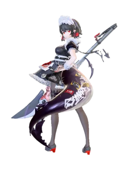Maid of the Crescent Blade multiview - Shark 3D model, vytvořený pomocí AI